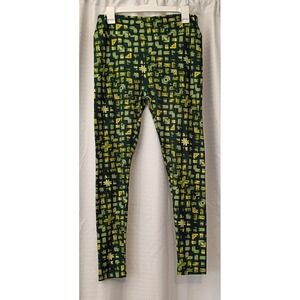 LuLaRoe Green‎ Yellow Patterned Leggings Tall & Curvy TC Waist 30"x29" Sz 8/10?
